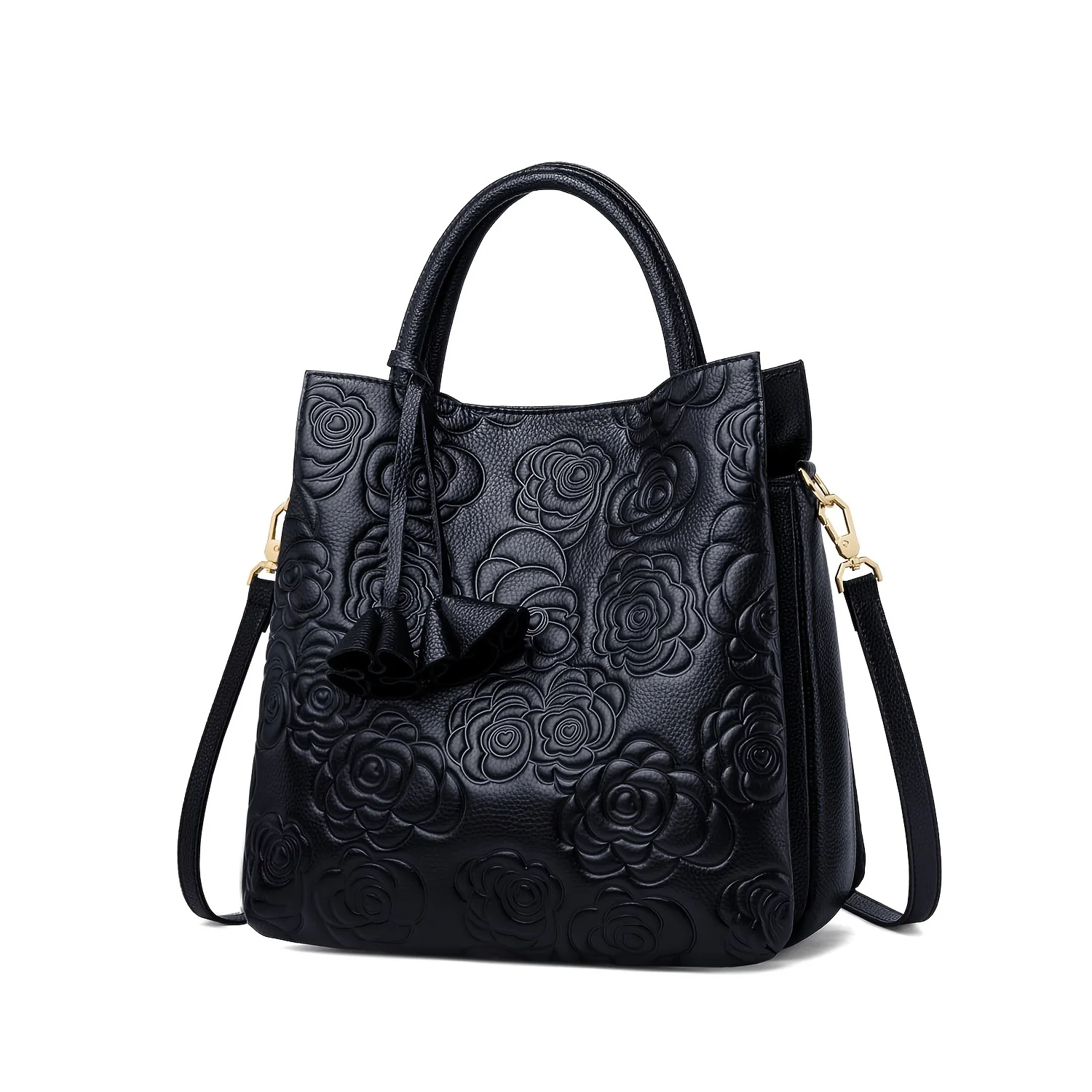 deanwangkt-1 Elegant Tote Bag With Zipper, Women's Trendy Handbag, Casual Floral Pattern Shoulder Bag For Work - Deanwangkt