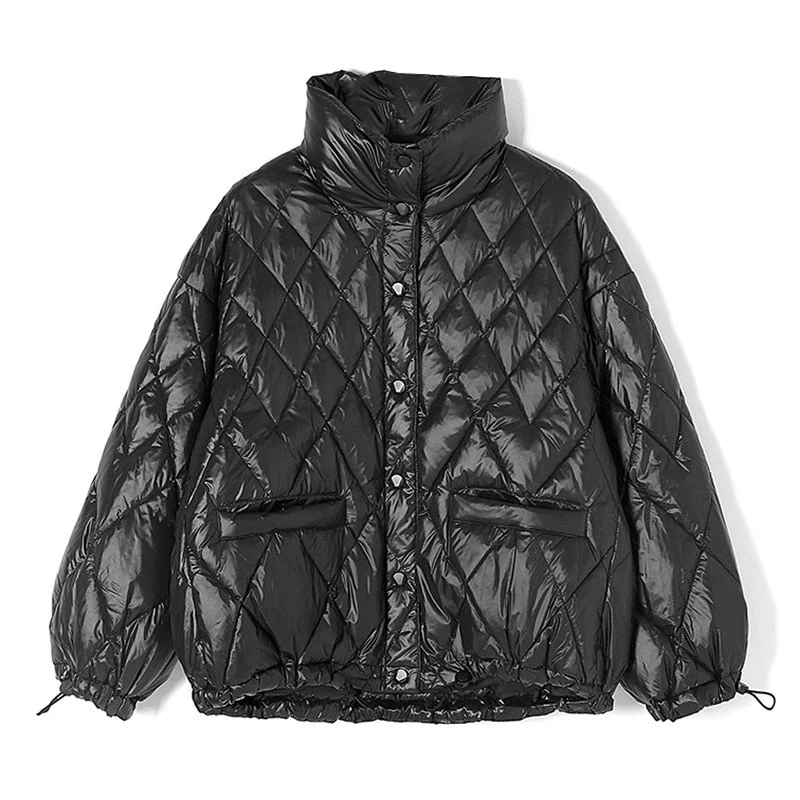 Christmas Gift  Womens Coats Deanwangkt Winter Single Breasted Coat With Pockets Long Sleeve Fashion Down Jacket Female Thick Warm Outerwear - Deanwangkt