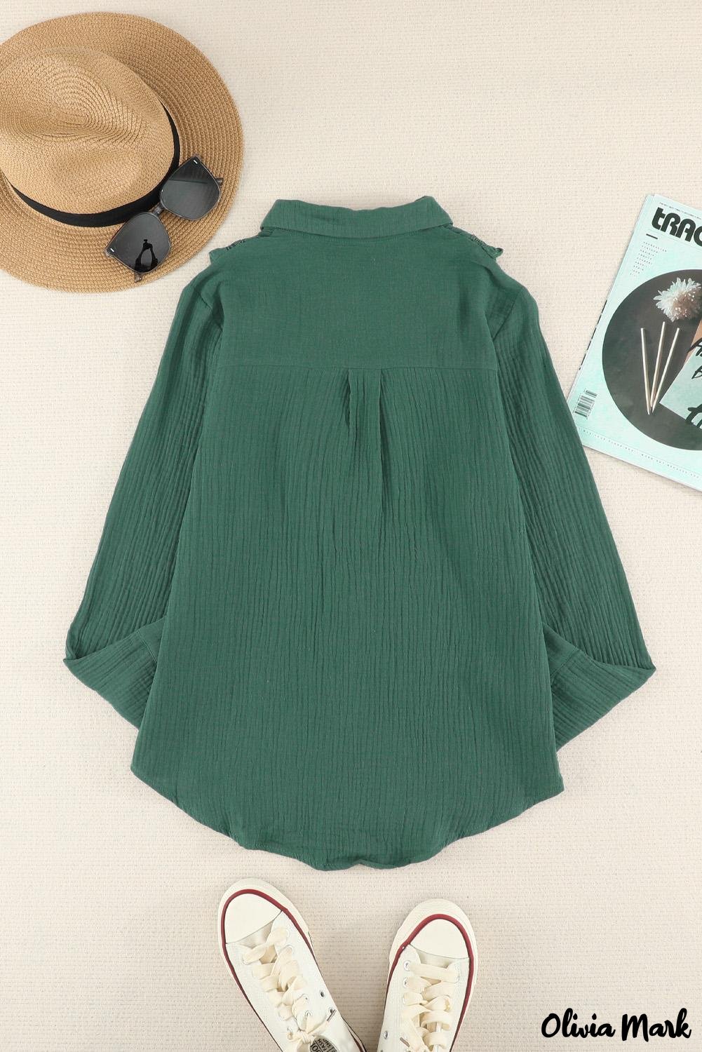 Deanwangkt - White Ruffle Crinkle Long Sleeve Shirt - Deanwangkt