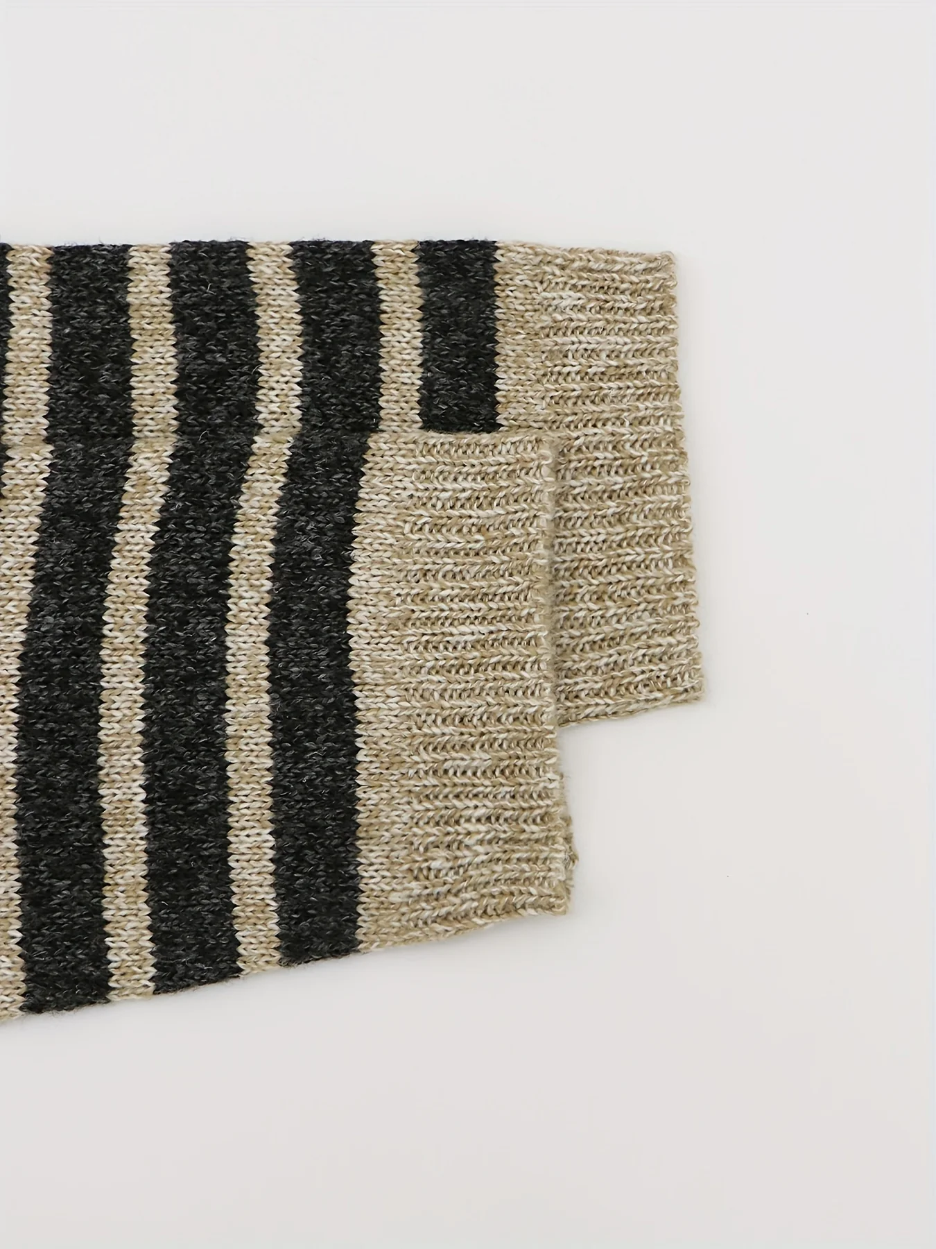 Striped Turtle Neck Pullover Sweater, Casual Long Sleeve Dipped Hem Oversized Sweater, Women's Clothing - Deanwangkt