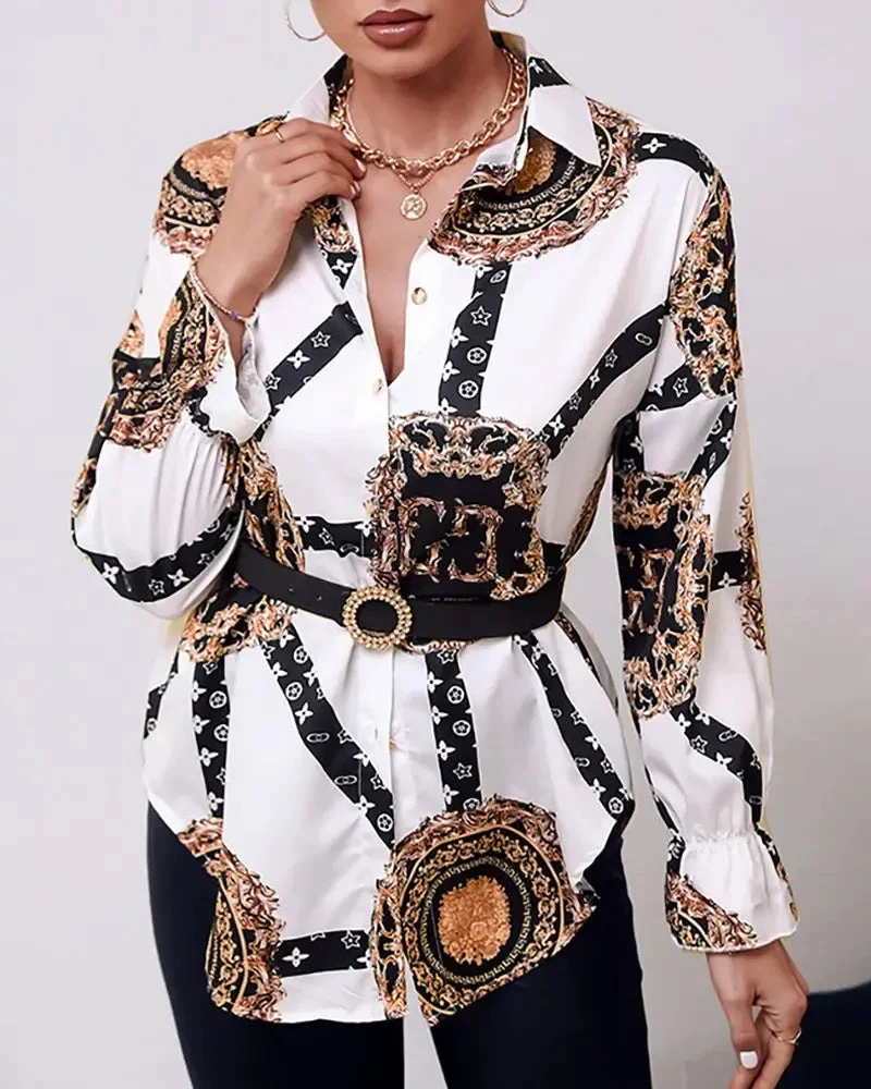 Deanwangkt - Baroque Print Button Down Long Sleeve Shirt - Deanwangkt