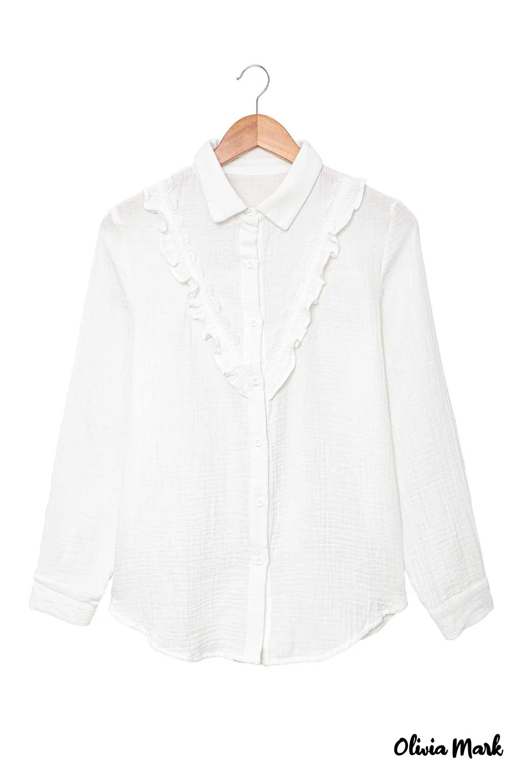 Deanwangkt - White Ruffle Crinkle Long Sleeve Shirt - Deanwangkt