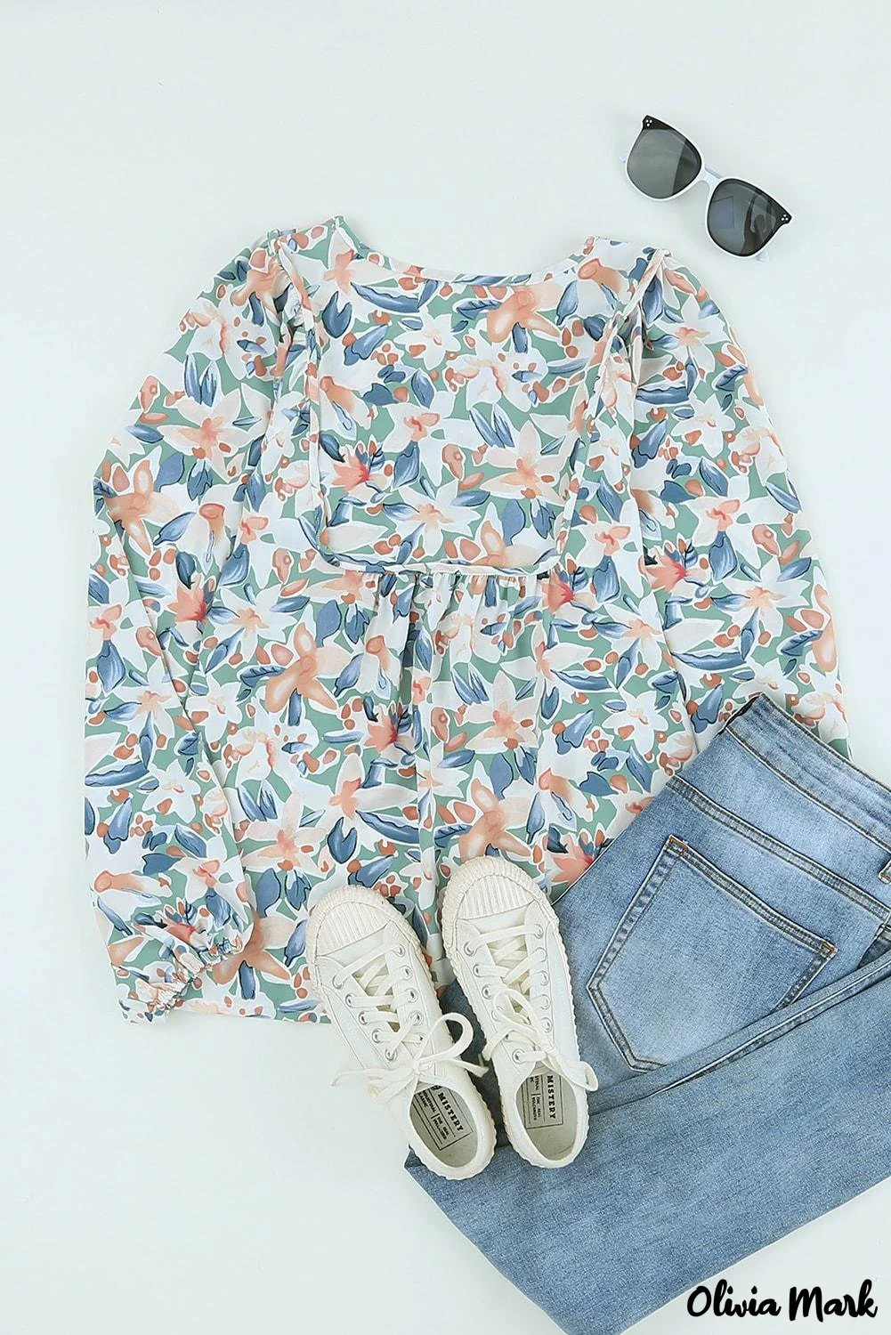 Deanwangkt - Green lace-up blouse with floral print - Deanwangkt