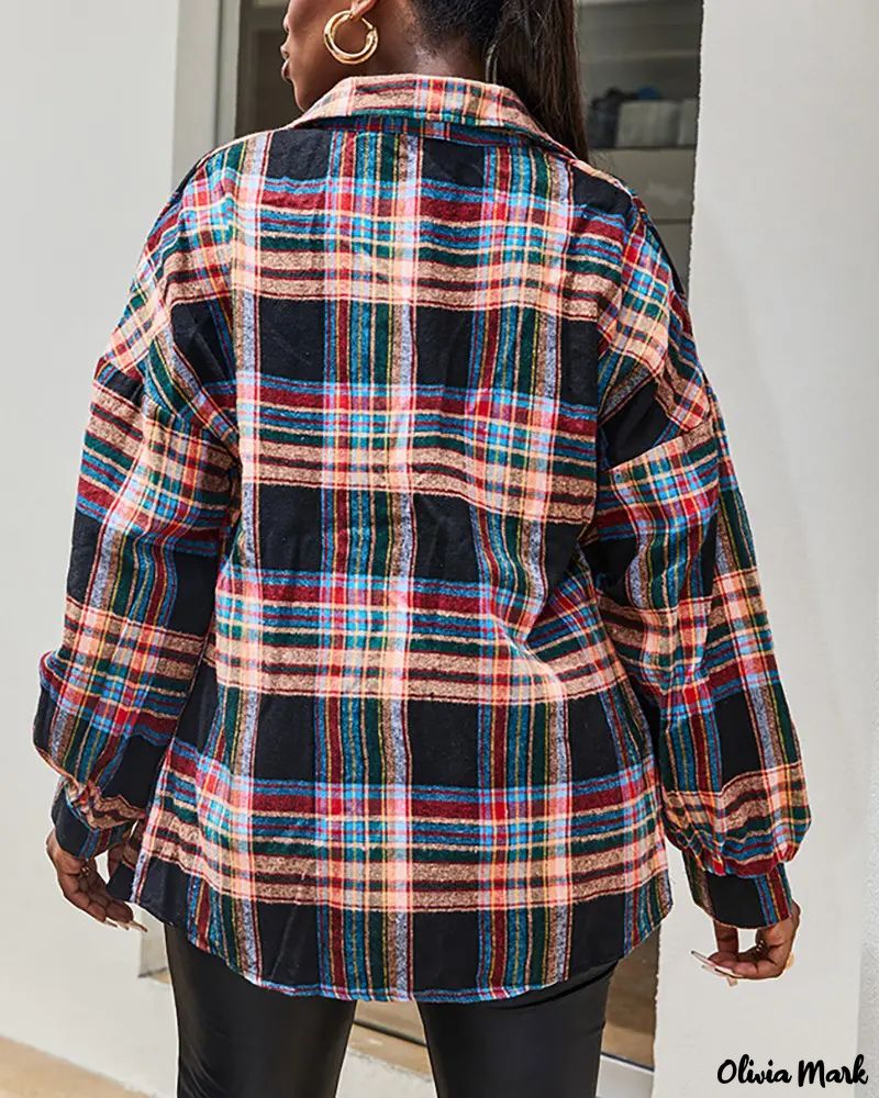 Deanwangkt - Plaid Print Long Sleeve Button Up Jacket - Deanwangkt