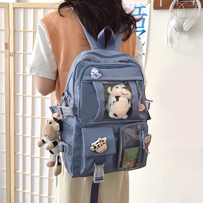 Back to school backpack Waterproof Nylon Female Schoolbag College Lady Laptop Backpacks Kawaii Girl Travel Book Bags Cute Large Capacity - Deanwangkt