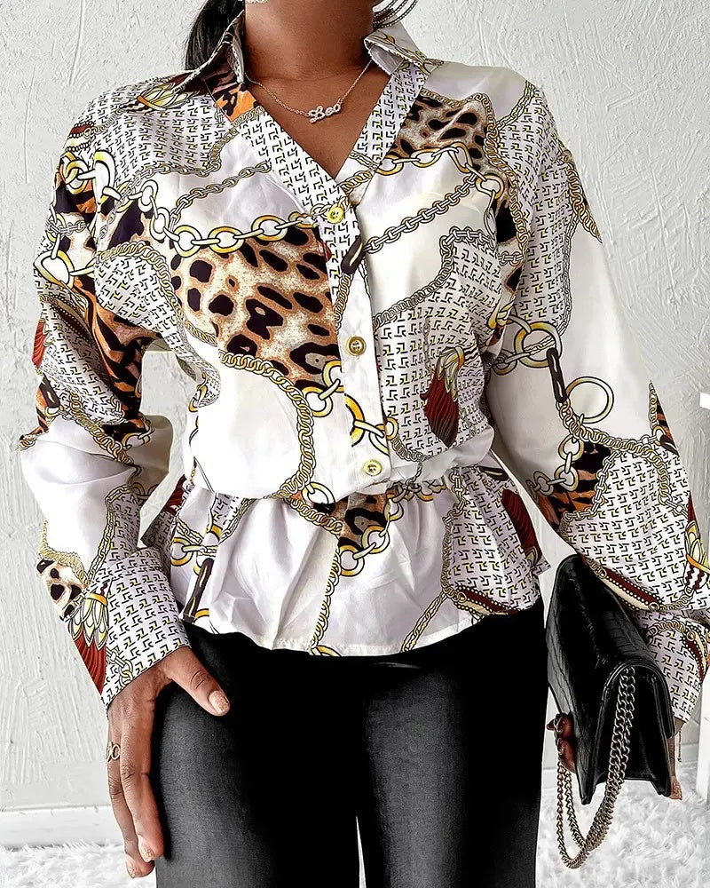 Deanwangkt - Leopard Print Long Sleeve Button Down Shirt - Deanwangkt