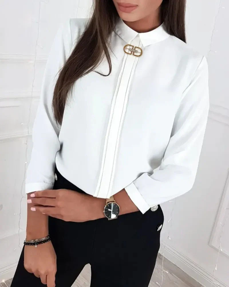 Deanwangkt - Plain Long Sleeve Casual Shirt - Deanwangkt