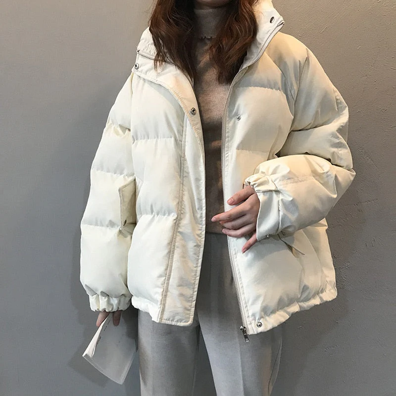 Christmas Gift Deanwangkt New Winter Women's Jacket Coat Korean Style Beige Padded Puffer Parkas Casual Pink Ropa Mujer Invierno Clothes for Women - Deanwangkt
