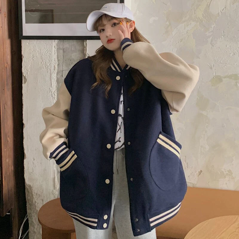Christmas Gift Autumn Girls American Baseball Suit Jacket Coat Bomber Women Uniform Clothes Female Ladies Streetwear Casual Harajuku Gothic - Deanwangkt