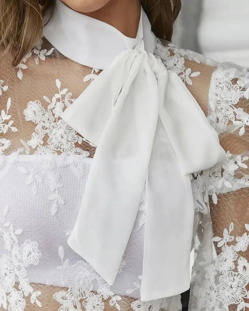 Deanwangkt - Floral sheer tulle top with puff sleeves - Deanwangkt