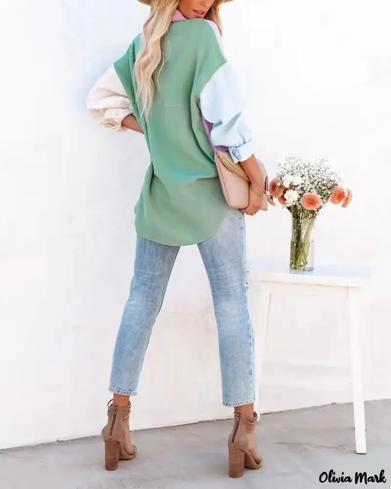 Deanwangkt - Color Block Long Sleeve Button Down Shirt - Deanwangkt