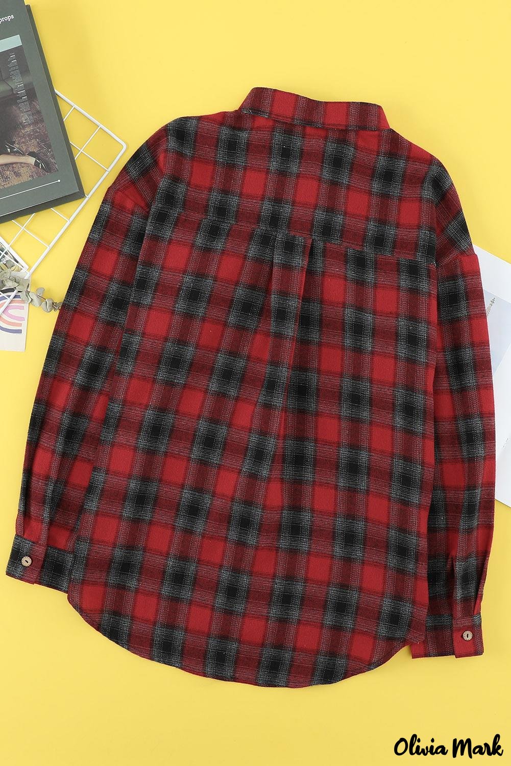 Deanwangkt - Red cotton blend plaid button-up shirt with chest pockets - Deanwangkt