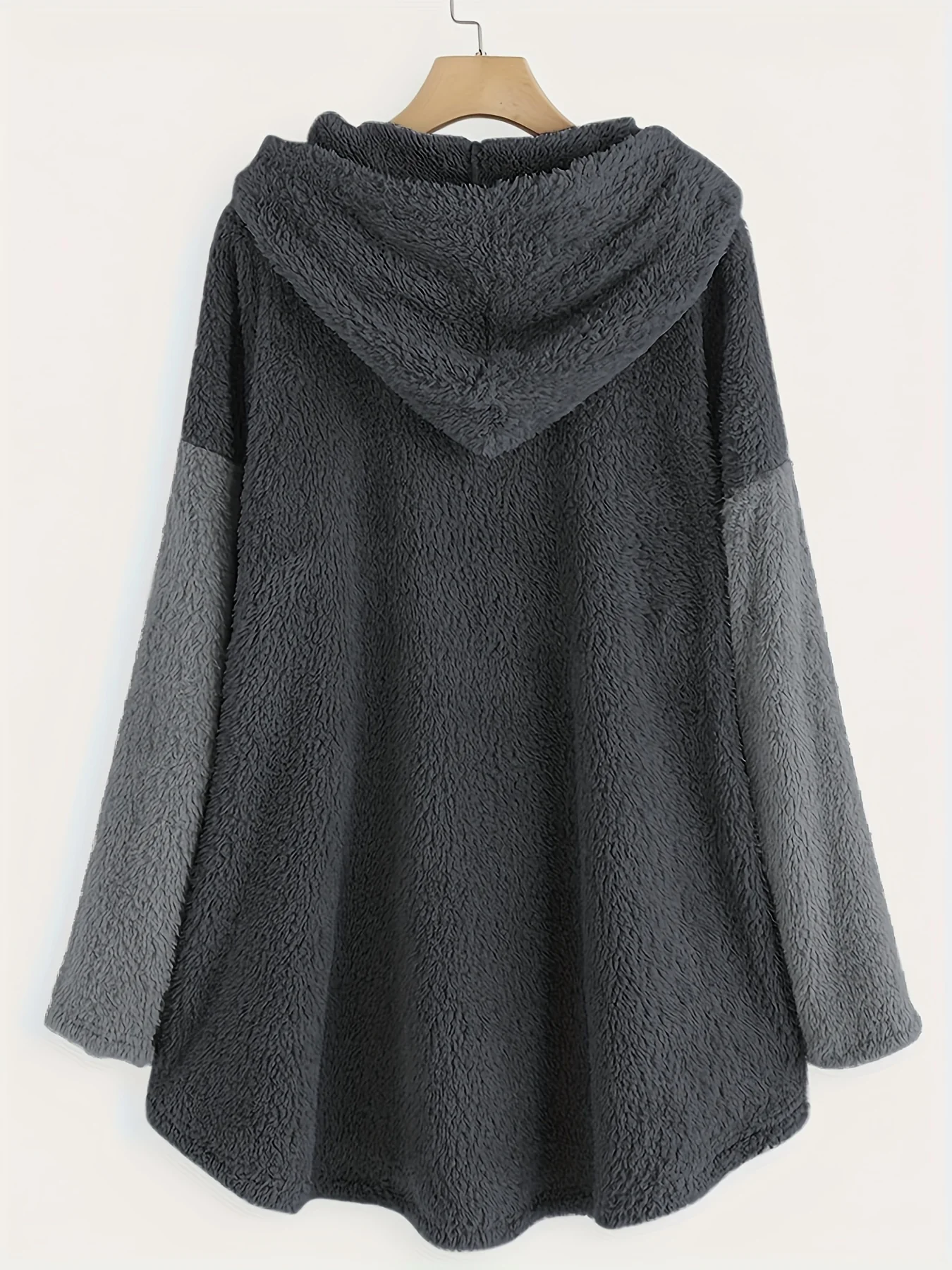 deanwangkt-1  Plus Size Christmas Casual Coat, Women's Plus Sequin Christmas Hat Wine Glasses Zipper Long Sleeve Plush Hooded Teddy Coat - Deanwangkt