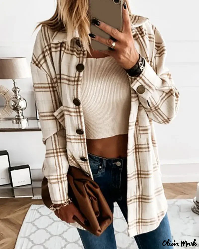 Deanwangkt - Plaid Long Sleeve Button Down Casual Shirt - Deanwangkt
