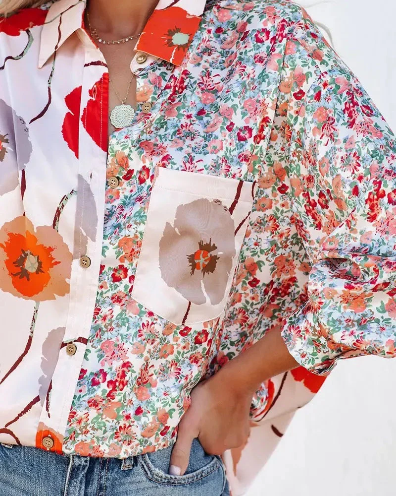Deanwangkt - Floral Print Long Sleeve Shirt - Deanwangkt