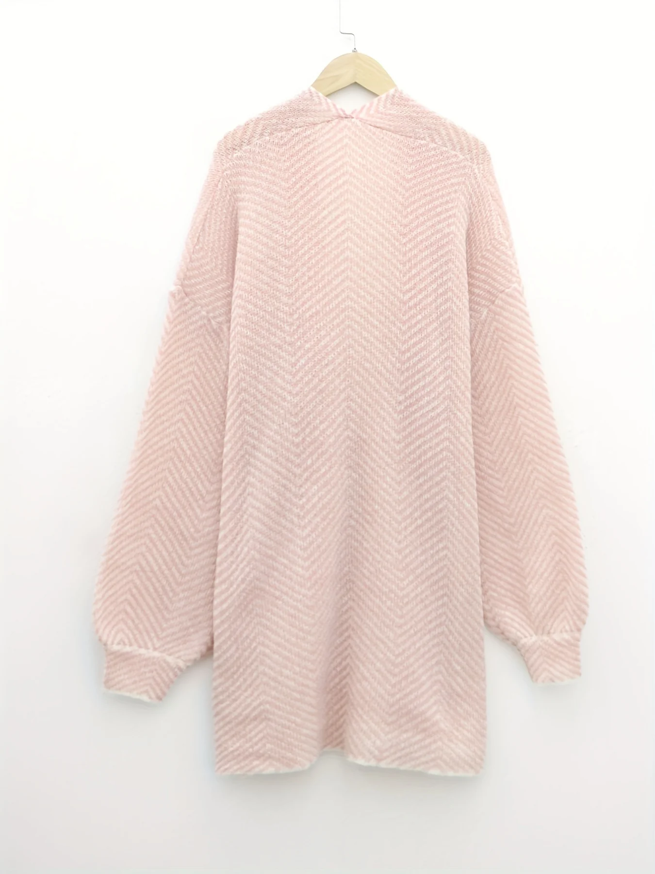 Striped Open Front Cardigan, Casual Lantern Sleeve Cardigan For Fall & Winter, Women's Clothing - Deanwangkt