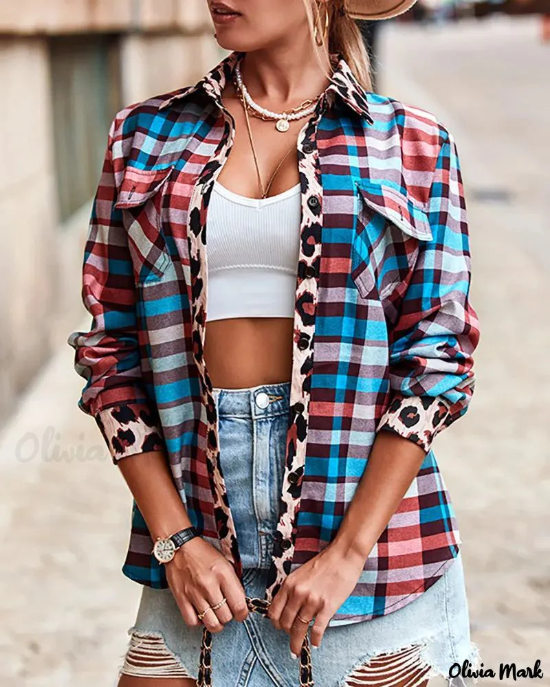 Deanwangkt - Checked Leopard Print Long Sleeve Shirt - Deanwangkt