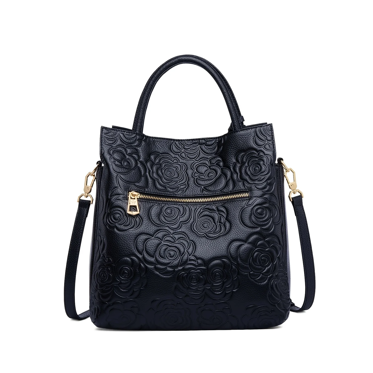 deanwangkt-1 Elegant Tote Bag With Zipper, Women's Trendy Handbag, Casual Floral Pattern Shoulder Bag For Work - Deanwangkt