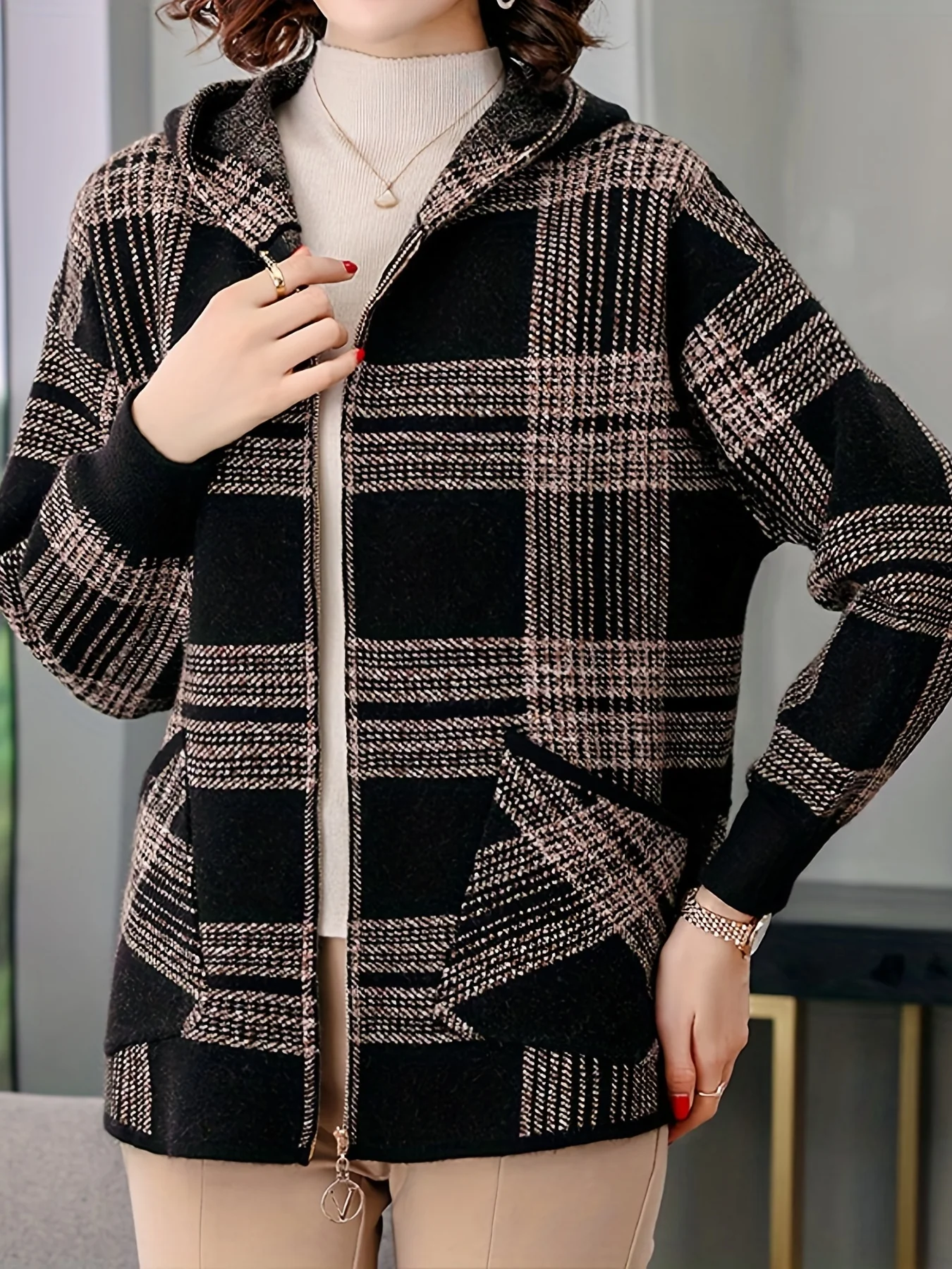 deanwangkt-1  Graphic Print Zip Up Jacket, Casual Long Sleeve Hooded Outerwear, Women's Clothing - Deanwangkt