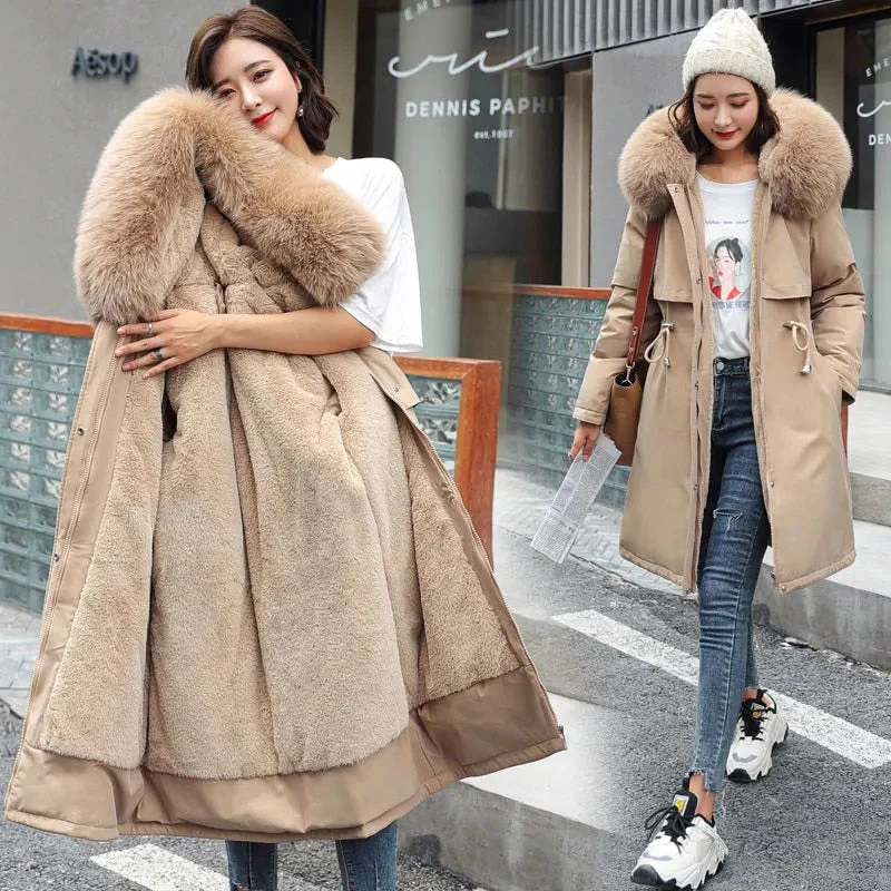 Christmas Gift Deanwangkt New Winter Jacket Women Parkas Warm Casual Parka Clothes Long Jackets Hooded Parka Female Fur Lining Thick Mujer Coat - Deanwangkt