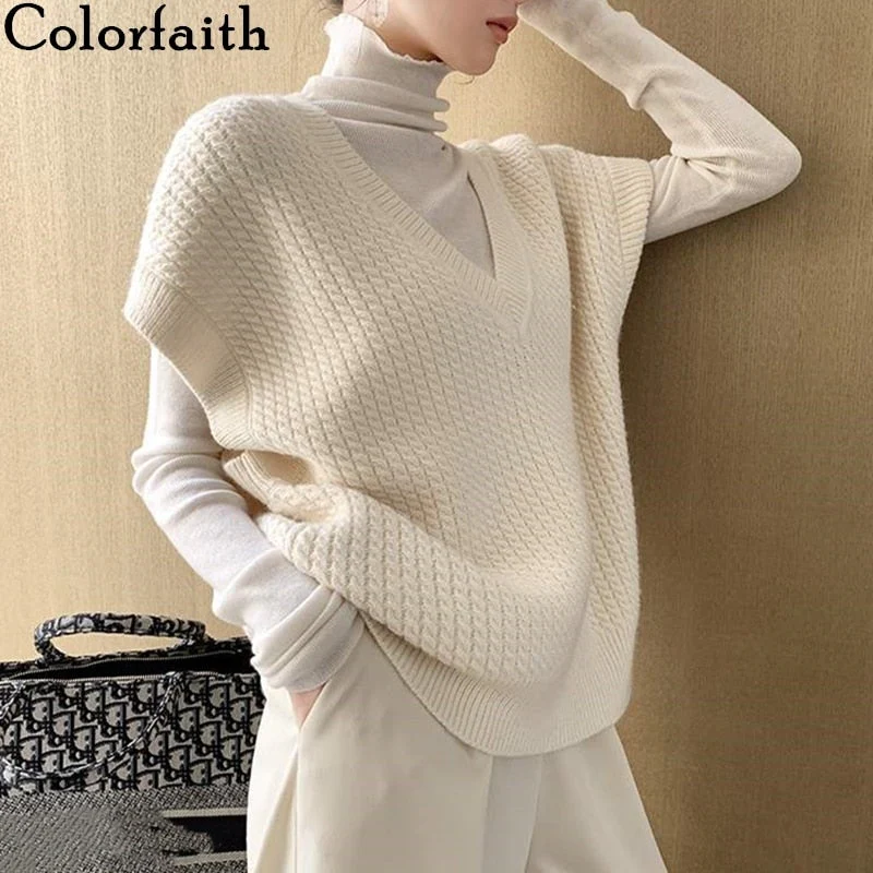 Christmas Gift  Deanwangkt New Winter Spring Women Sweaters Pullovers Sleeveless Vest Waistcoat Vintage Oversize Wild Knitwear Tops SWV1158 - Deanwangkt