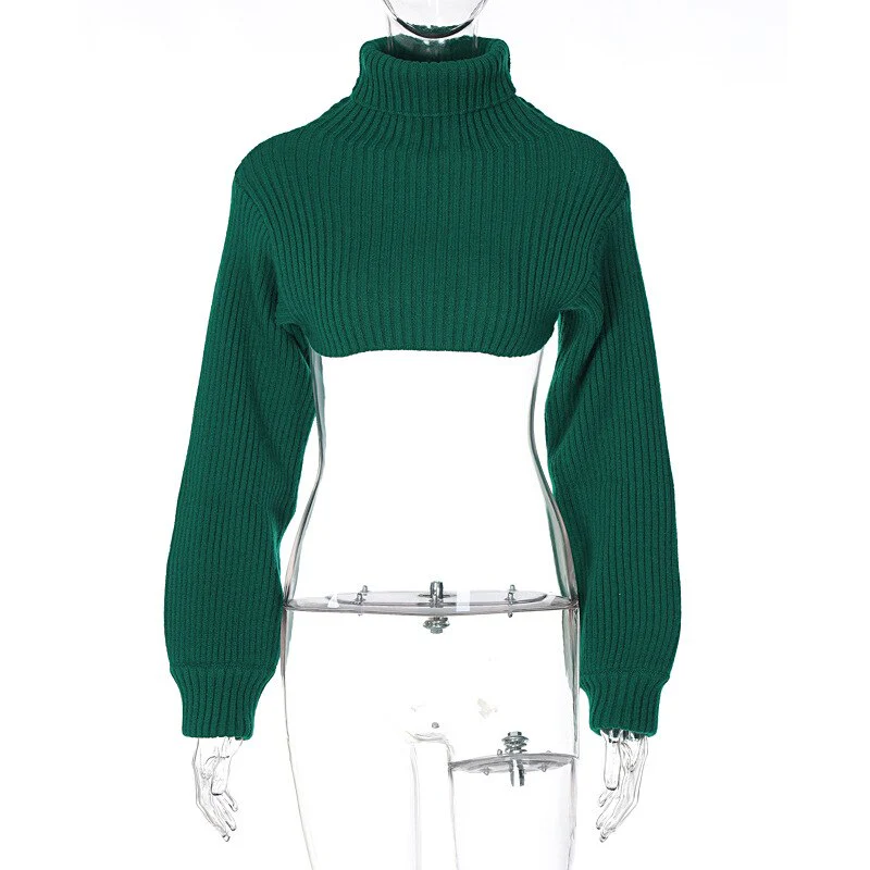 Black Friday Knitted Sweaters Crop Tops Loose Women Turtleneck Pullover White Fall Winter Y2K Clothing Casual Top Sweatshirts Streetswear - Deanwangkt