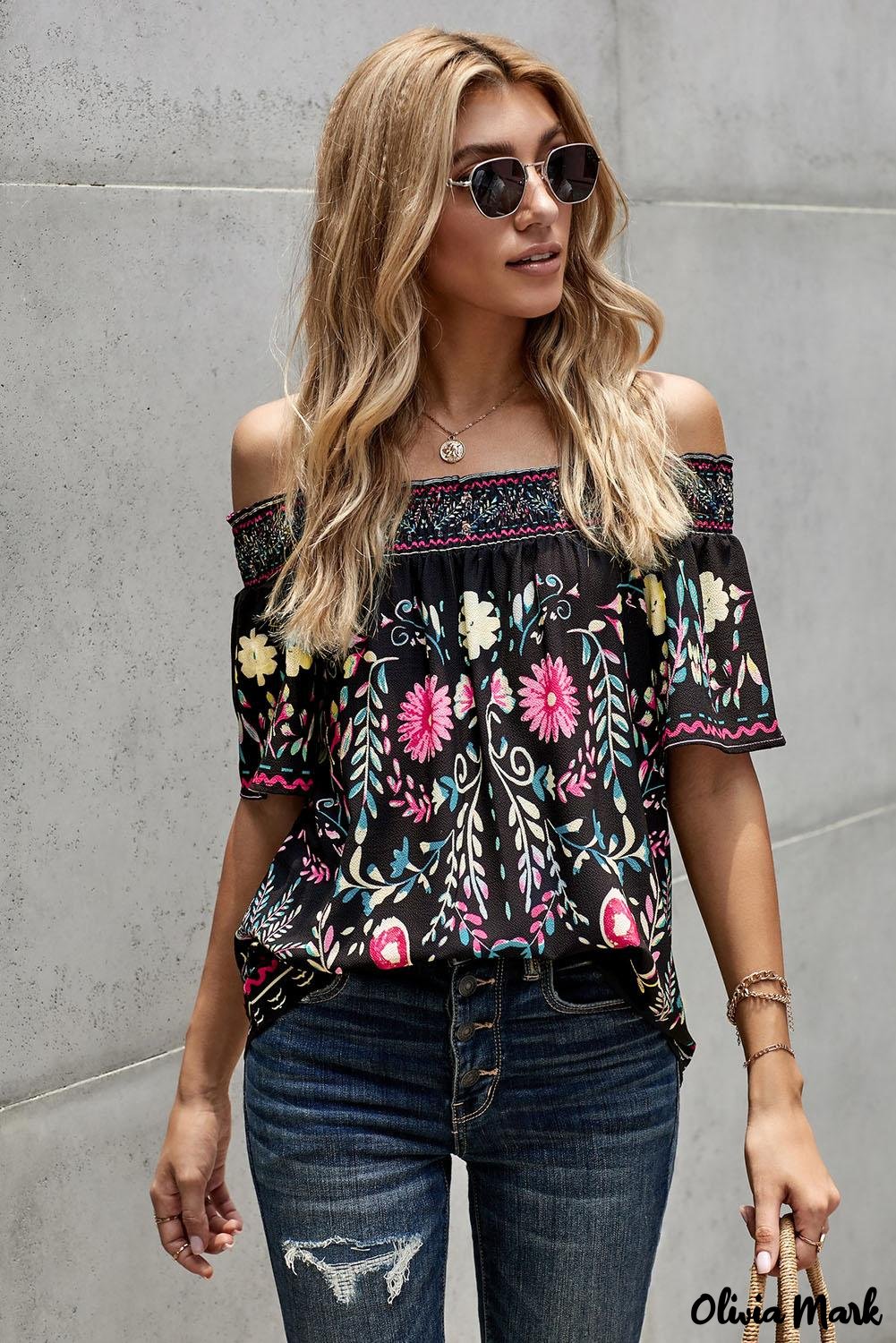 Deanwangkt - Black Floral Straight Top - Deanwangkt