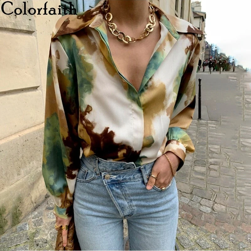 Christmas Gift  New Deanwangkt Y2K Retro Autunm Blouses Shirts Vintage Printed Ink Style Korean Lady Fashionable Stylish Wild Tops BL66049 - Deanwangkt