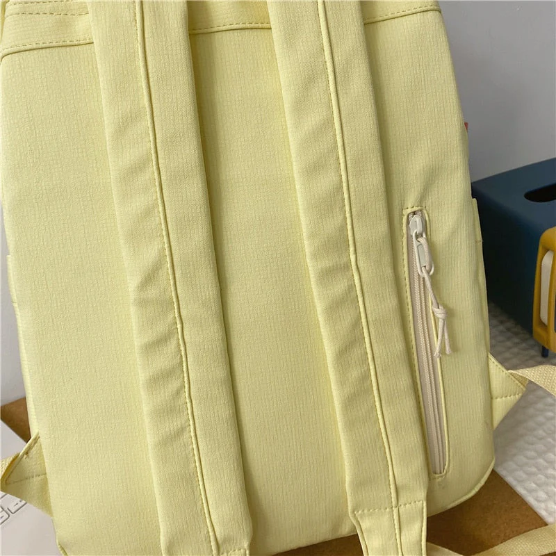 Back to school backpack Casual Nylon Student For Girls Double Zipper Designer Fancy Keychain Charms New Bag For Teenager - Deanwangkt