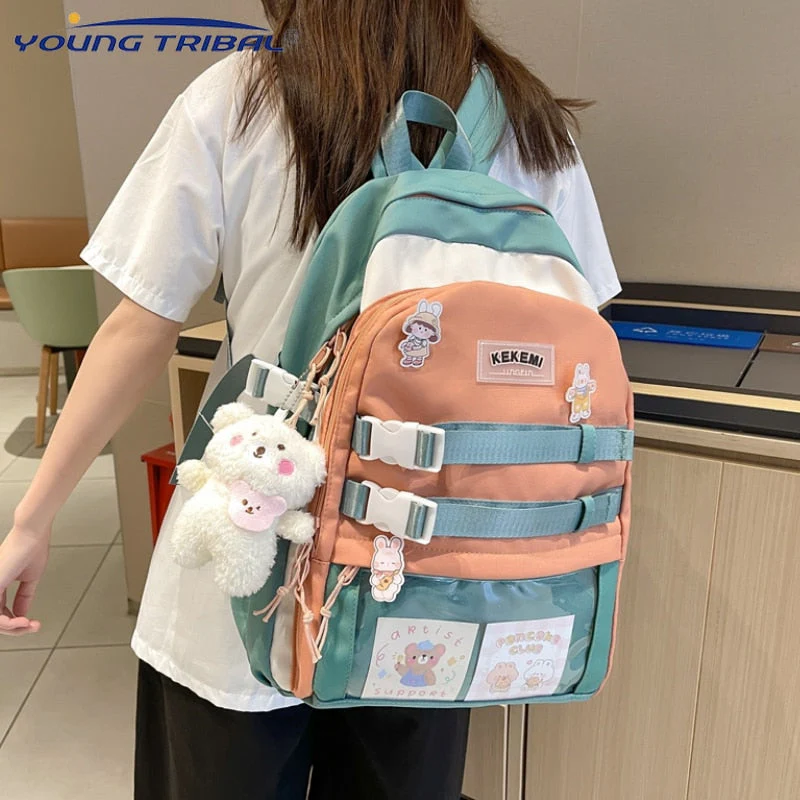 Back to school backpack Japanese Large Capacity Kawaii High Kwaii Student Macaron Schoolbag For Teenager Girls Laptop Travel Backpacks - Deanwangkt