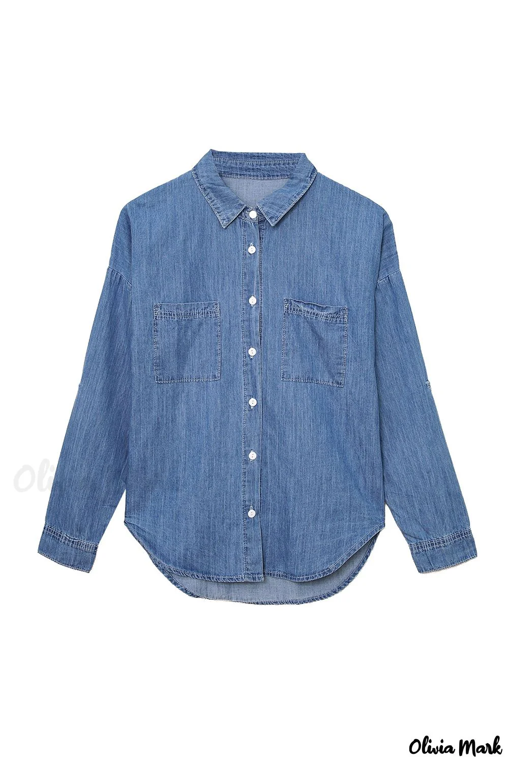 Deanwangkt - Buttoned denim shirt with turn-down collar and long sleeves - Deanwangkt
