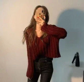 Back To School outfits Y2kpink Sweater Lazy Style Short Chic Gentle Wild Mink V-Neck Short Coat Long-Sleeved Soft Warm Sweater Outer Wear - Deanwangkt