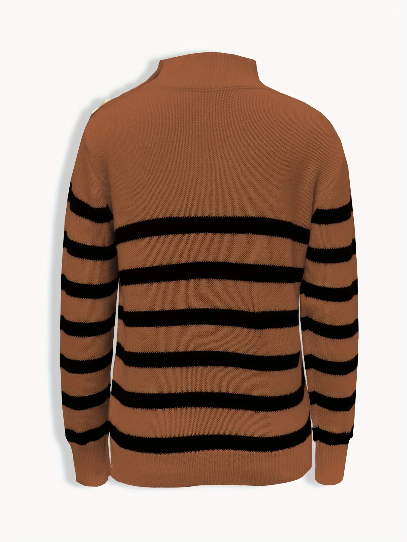 deanwangkt-1 Striped Pattern Turtle Neck Sweater, Casual Long Sleeve Sweater For Fall & Winter, Women's Clothing - Deanwangkt