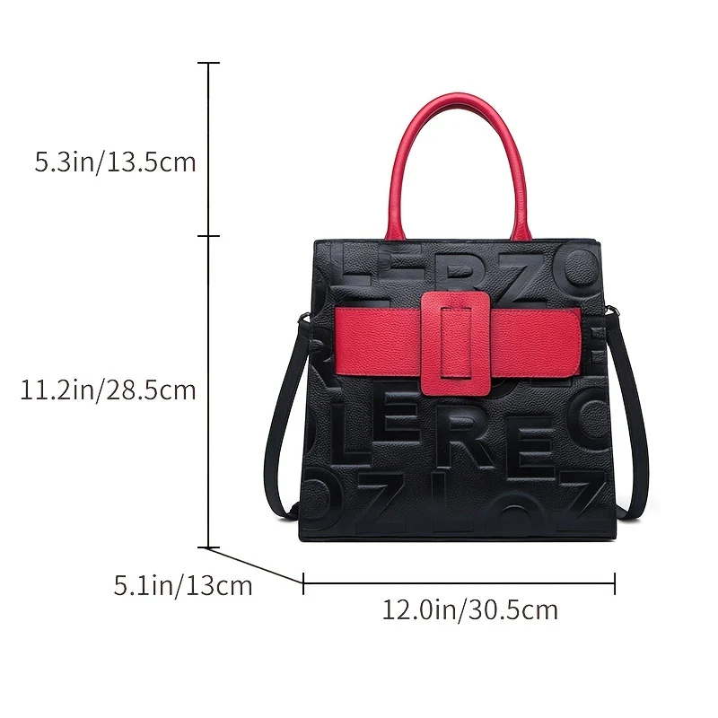deanwangkt-1 Letter Embossed Tote Bag, Women's Fashion Handbag With Zipper, Elegant Shoulder Bag With Adjustable Strap - Deanwangkt