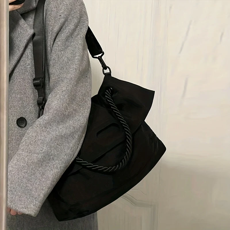 deanwangkt-1 Plus Size Plain Hobo Bag, Large Capacity Twist Strap Shoulder Bag, Daily Messenger Bag, Shoulder Bag - Deanwangkt