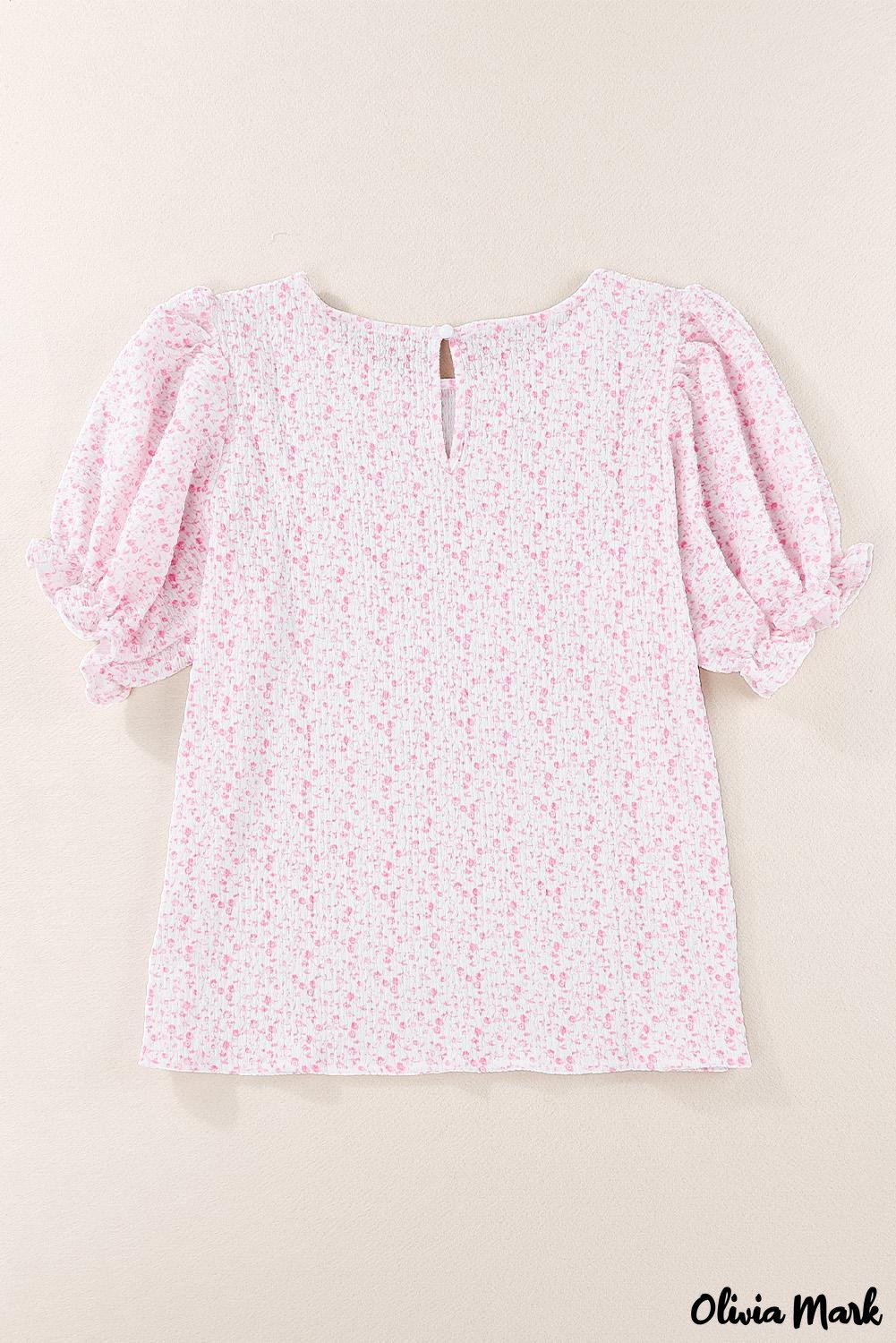 Deanwangkt - Black Floral Smocked Puff Sleeve Blouse - Deanwangkt
