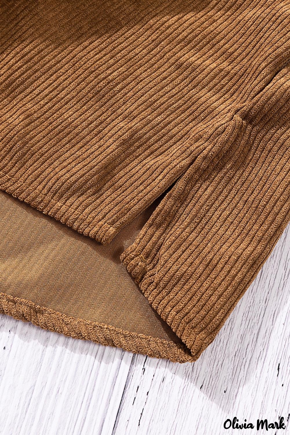 Deanwangkt - Beige corduroy buttoned long sleeve shirt with pockets - Deanwangkt