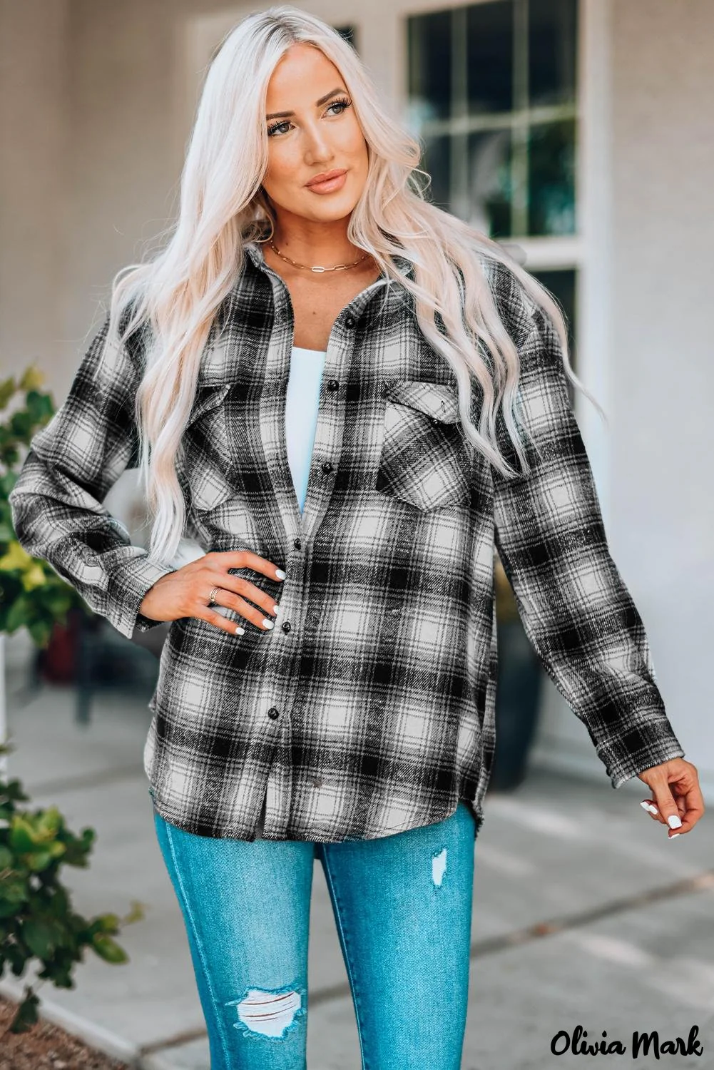 Deanwangkt - Black checked jacket with pockets and buttons - Deanwangkt