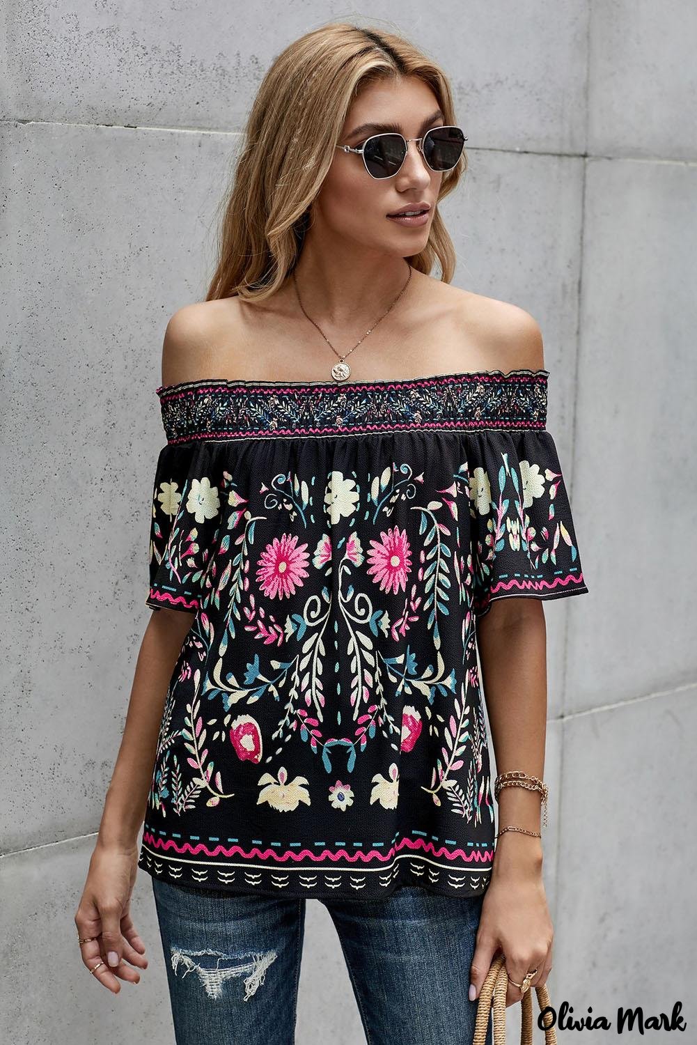 Deanwangkt - Black Floral Straight Top - Deanwangkt
