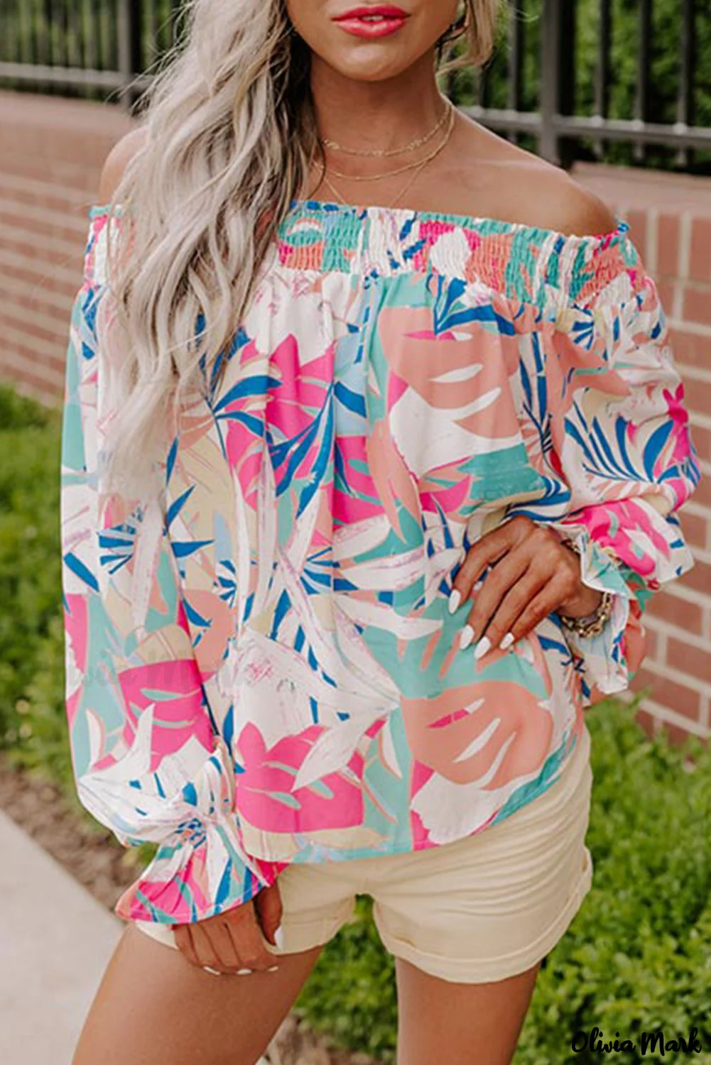 Deanwangkt - Multicolor Floral Print Cold Shoulder Blouse - Deanwangkt