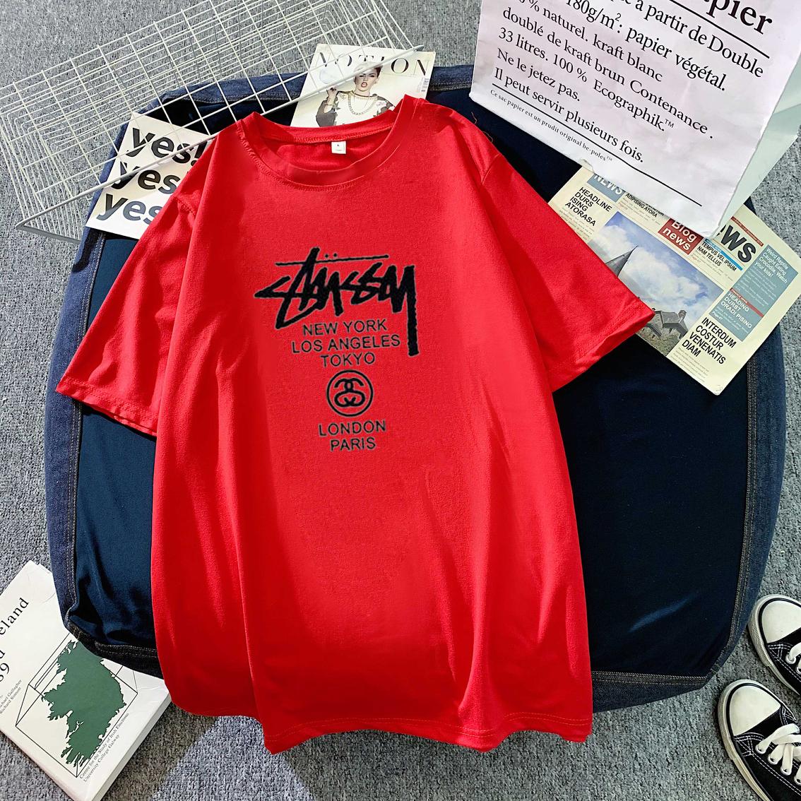 Christmas Gift Deanwangkt Couple Outfit Printing Collarless Youth Leisure Grey Straight Tube Summer Ordinary Short Sleeve Cotton Men's Women Wear New - Deanwangkt