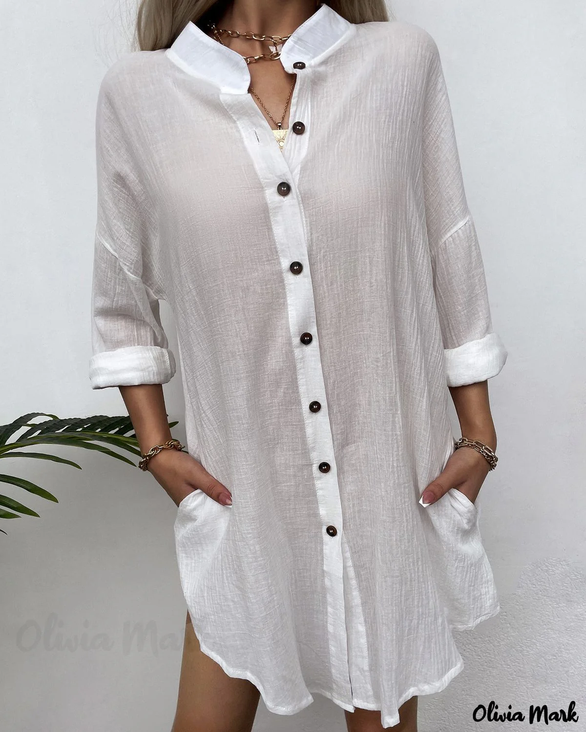 Deanwangkt - Long Sleeve Button Pocket Blouse - Deanwangkt