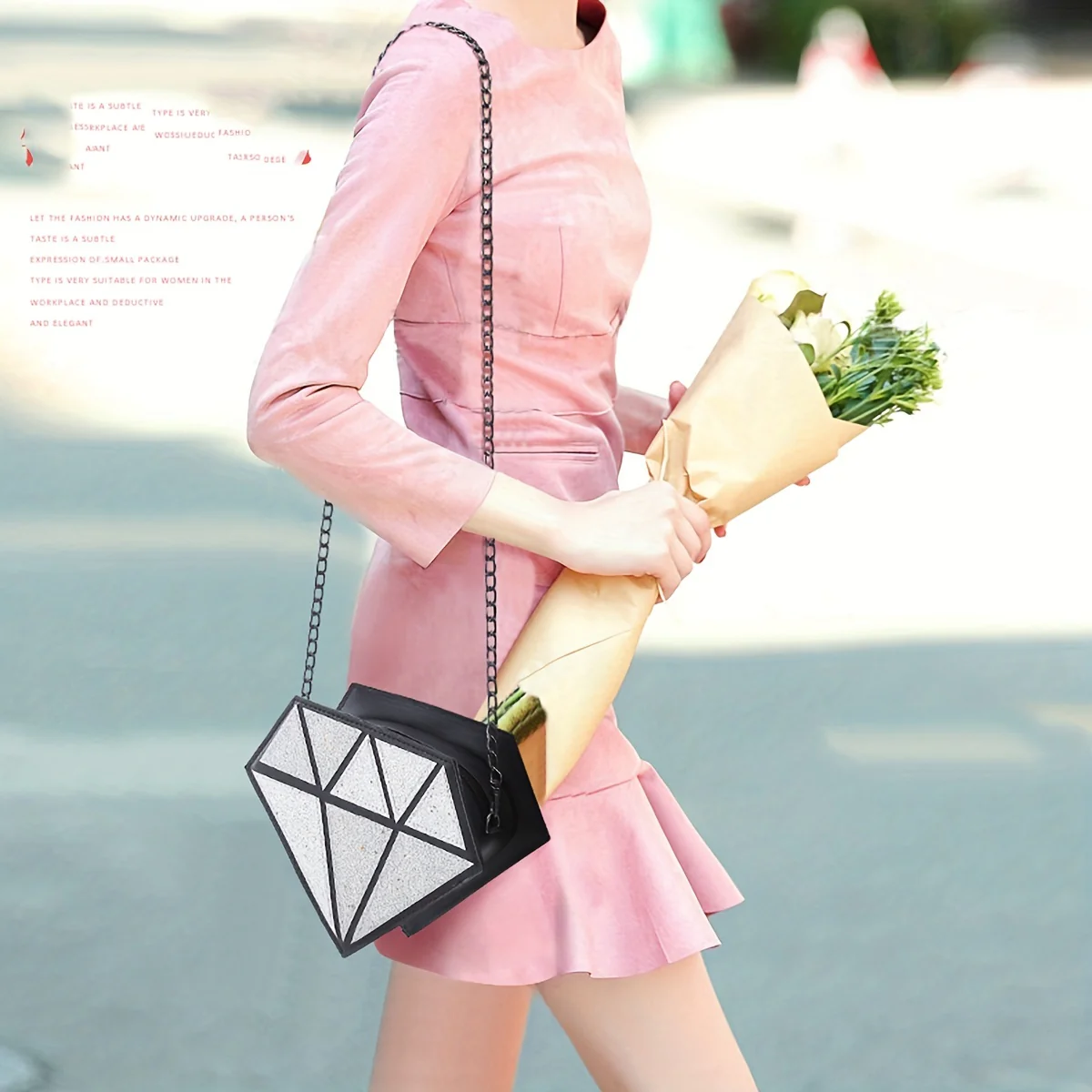 Rhinestone Shaped Novelty Bag, Trendy Glitter Crossbody Bag, Women's Evening Shoulder Purse & Handbag - Deanwangkt