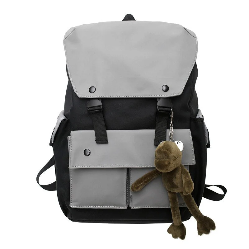 Back to school backpack High Capacity Men's For Laptop Backpacks For Teenagers Travel Bag Fashion Couple Schoolbags With Frog Pendant - Deanwangkt