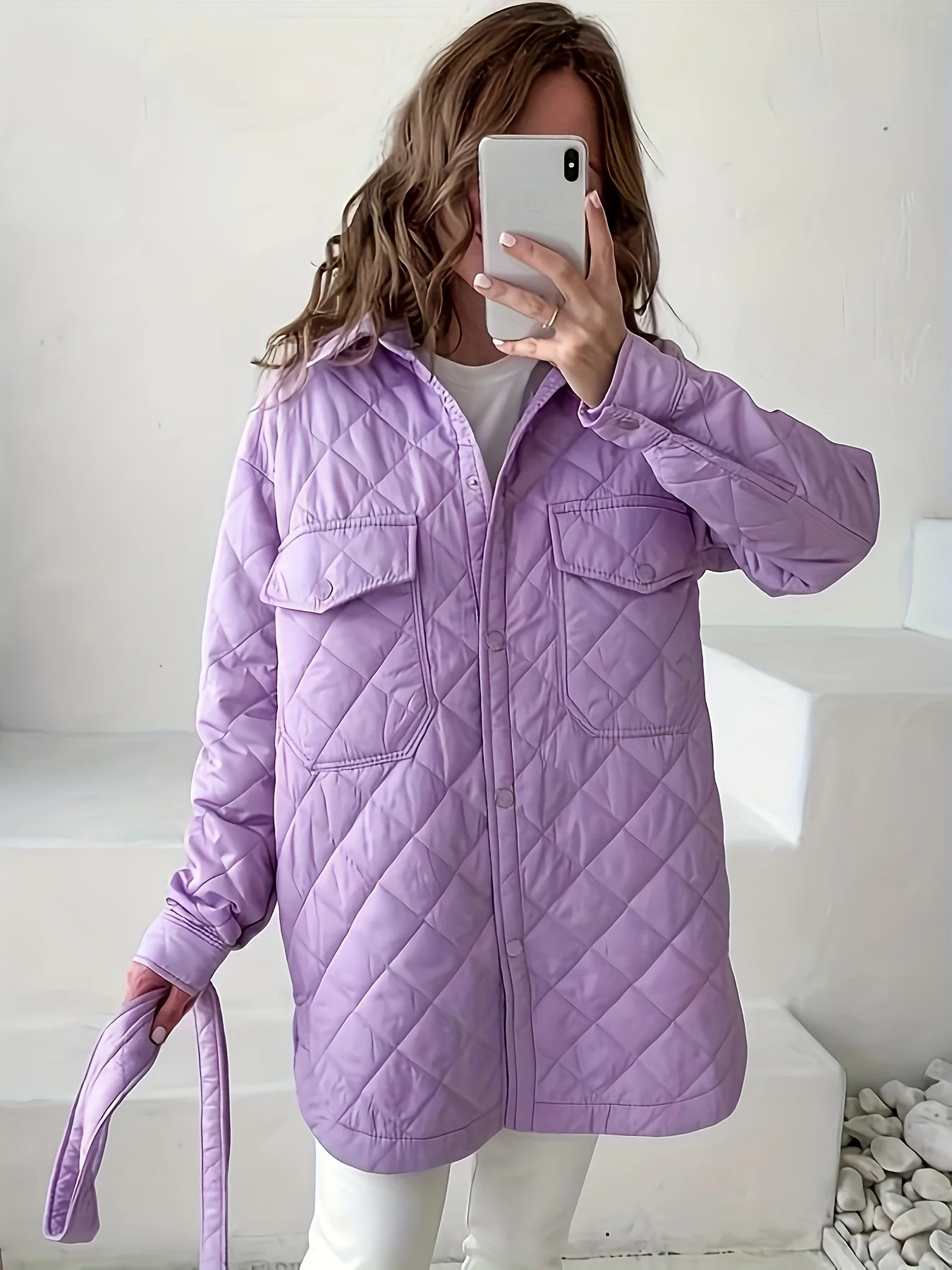 deanwangkt-1  Button Front Solid Coat, Casual Long Sleeve Winter Warm Outerwear, Women's Clothing - Deanwangkt