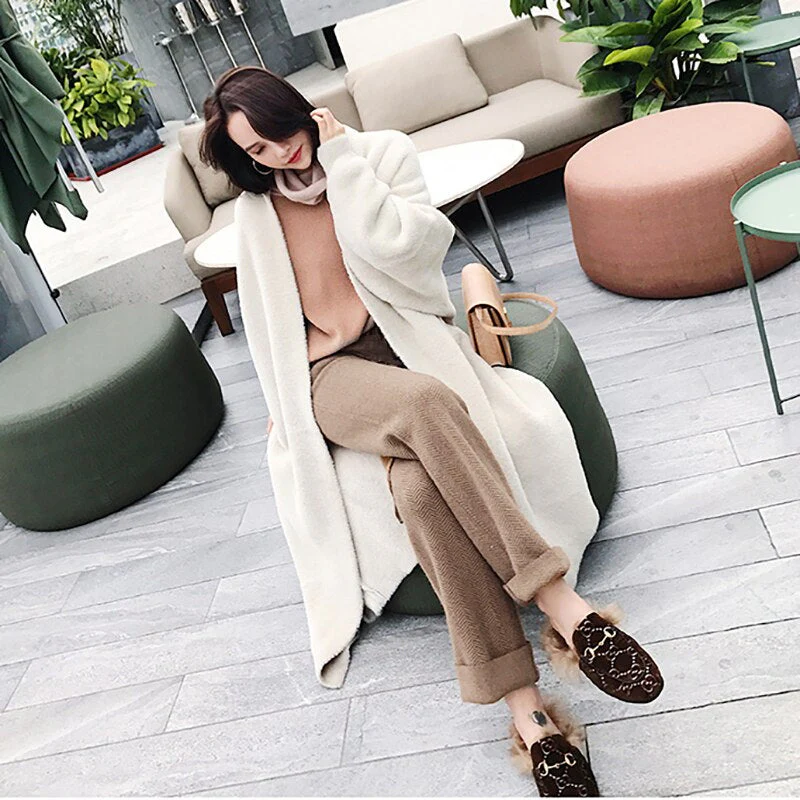Christmas Gift Deanwangkt new wool pants women's autumn and winter straight pants wool cashmere pants wide leg pants high waist suspender casual pant - Deanwangkt