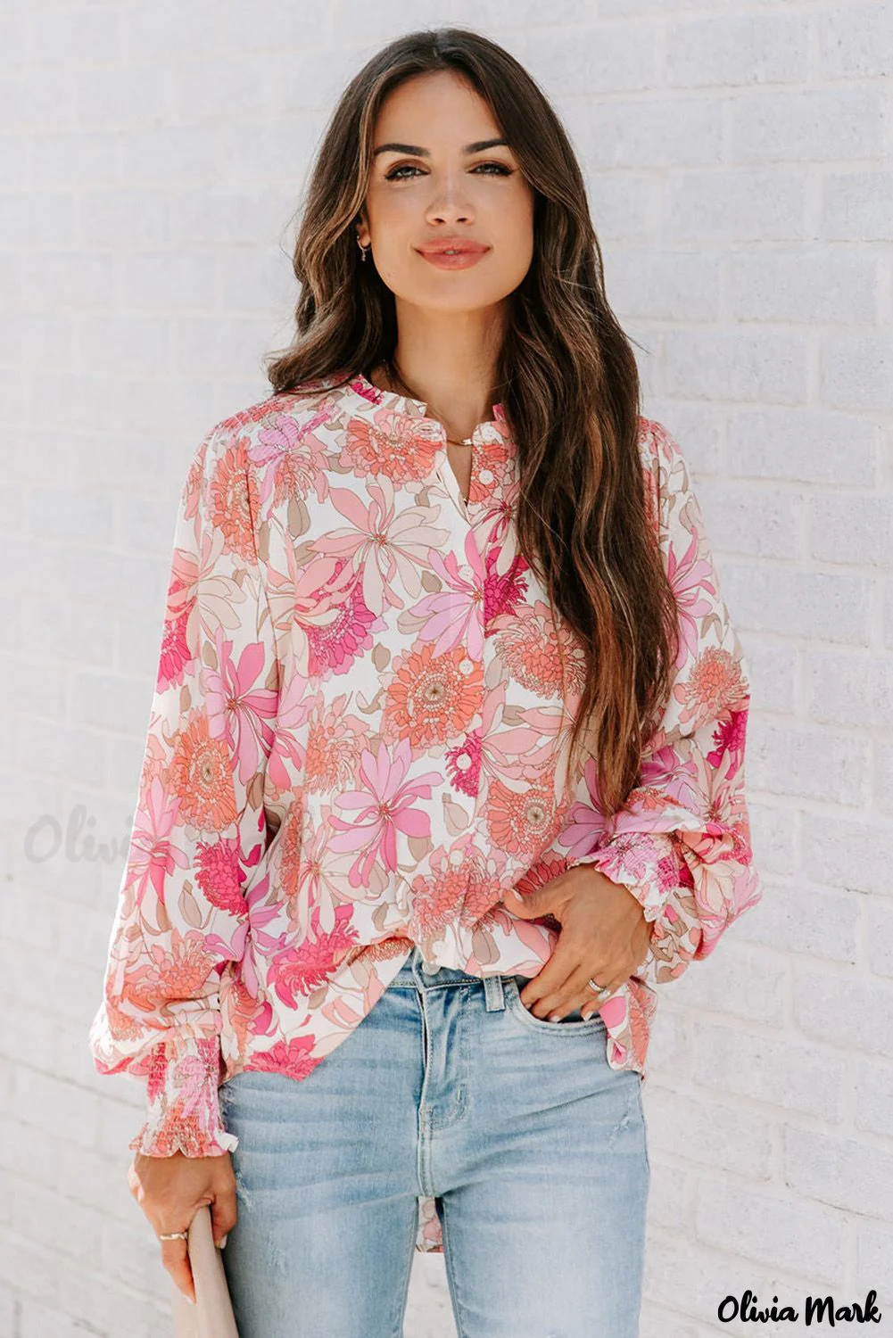 Deanwangkt - Pink floral blouse with balloon sleeves - Deanwangkt
