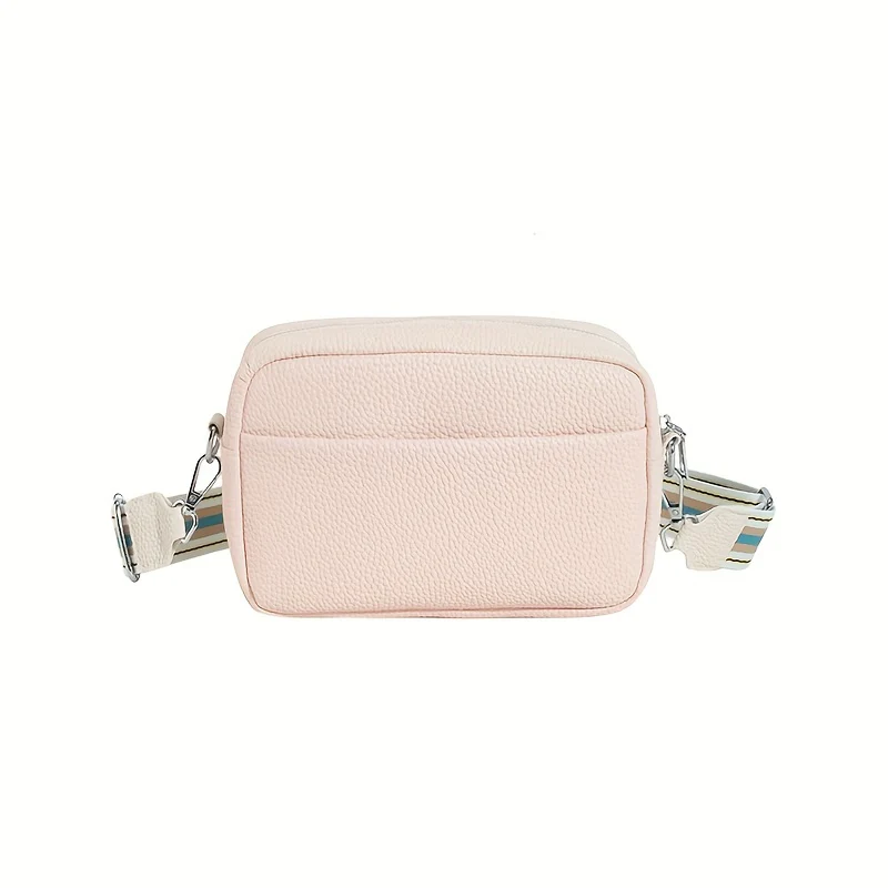 Trendy Lychee Pattern Crossbody Bag, Solid Color Square Shoulder Bag, Perfect Sling Bag For Daily Use - Deanwangkt