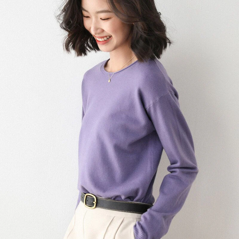 Christmas Gift Deanwangkt Autumn Winter Thin Sweater Women Knitted Sweater Fashion Crew-V-neck  Ladies Winter Sweater Korean College Style - Deanwangkt
