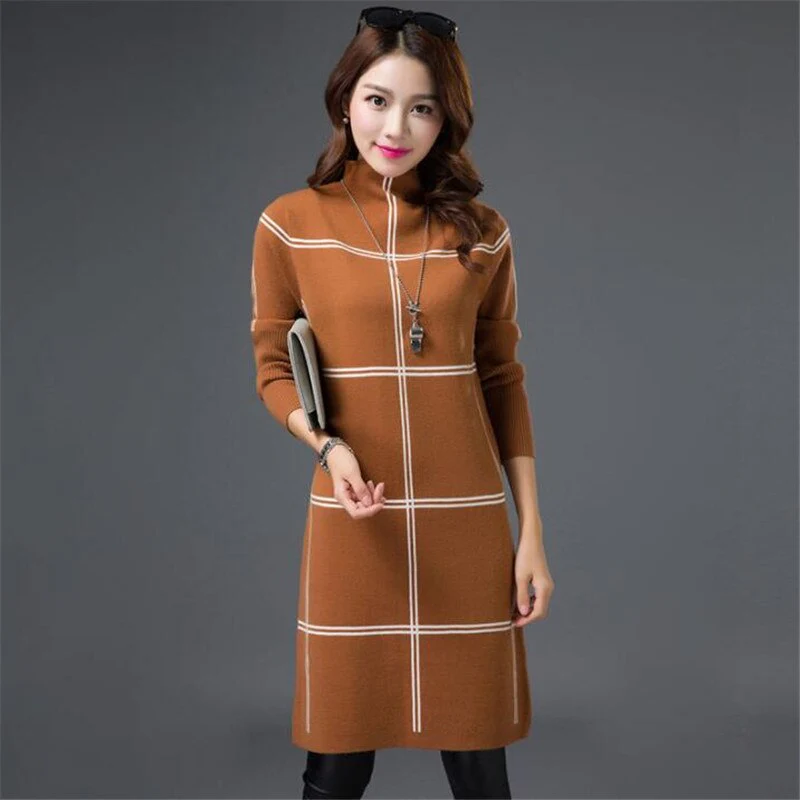 Christmas Gift Deanwangkt New Autumn Women Sweaters Pullovers Winter Warm Long Sleeve Casual Knitted Sweater Dresses Vestidos R1060 - Deanwangkt